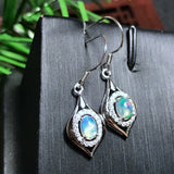 925 Silver Natural Opal Earrings Light Reflective Gem