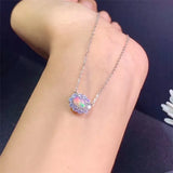 Colorful Opal Necklace 5*7MM Gemstones 925 Silver