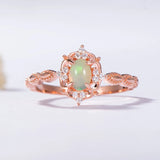 Natural Opal Oval 4*6mm Gemstone Ring 925 Silver Wedding Band