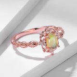 Natural Opal Oval 4*6mm Gemstone Ring 925 Silver Wedding Band