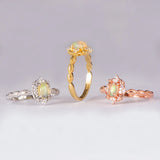 Natural Opal Oval 4*6mm Gemstone Ring 925 Silver Wedding Band