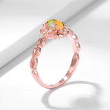 Natural Opal Oval 4*6mm Gemstone Ring 925 Silver Wedding Band