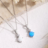Natural Opal S925 Sterling Silver Pendant Necklace Gem 4 Craws Chain