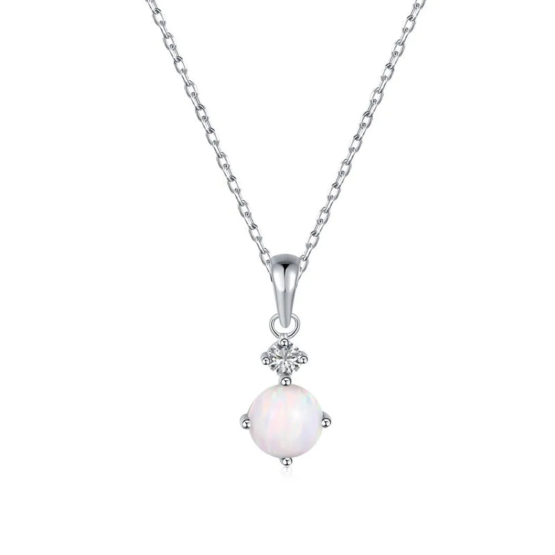 Natural Opal S925 Sterling Silver Pendant Necklace Gem 4 Craws Chain