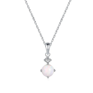 Natural Opal S925 Sterling Silver Pendant Necklace Gem 4 Craws Chain