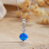 Natural Opal S925 Sterling Silver Pendant Necklace Gem 4 Craws Chain