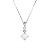 Natural Opal S925 Sterling Silver Pendant Necklace Gem 4 Craws Chain