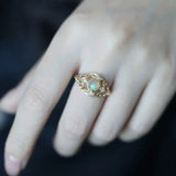 Opal Stacking Resizable Ring 925 Silver Plated Geometric Jewelry