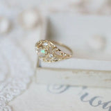 Opal Stacking Resizable Ring 925 Silver Plated Geometric Jewelry