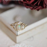 Opal Stacking Resizable Ring 925 Silver Plated Geometric Jewelry