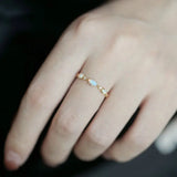 Opal Stacking Resizable Ring 925 Silver 14K Plated Geometric Jewelry