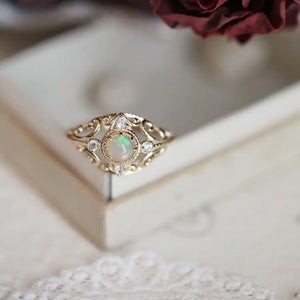 Opal Stacking Resizable Ring 925 Silver Plated Geometric Jewelry