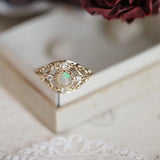 Opal Stacking Resizable Ring 925 Silver Plated Geometric Jewelry