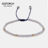 Opal Stone Bracelets for Women 3mm Beads Adjustable Braided Bracelet Gift