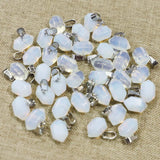 Opal Stone Hexagonal Pillar Necklace Pendants Charms
