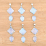 Opal Stone Square Water Drop Pendant Charm Reiki Chakra Jewelry