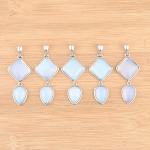 Opal Stone Square Water Drop Pendant Charm Reiki Chakra Jewelry