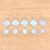 Opal Stone Square Water Drop Pendant Charm Reiki Chakra Jewelry
