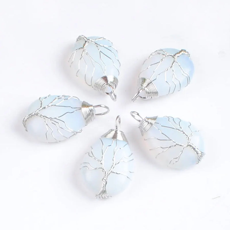 Opal Stone Tree of Life Pendant Wire Wrapped Jewelry Lot