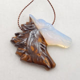 Opalite Boulder Opal Carved Horse Head Pendant Bead 43x40x10mm