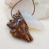 Opalite Boulder Opal Carved Horse Head Pendant Bead 43x40x10mm