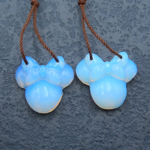 Opalite Stone Carved Mouse Head Earring