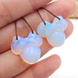 Opalite Stone Carved Mouse Head Earring