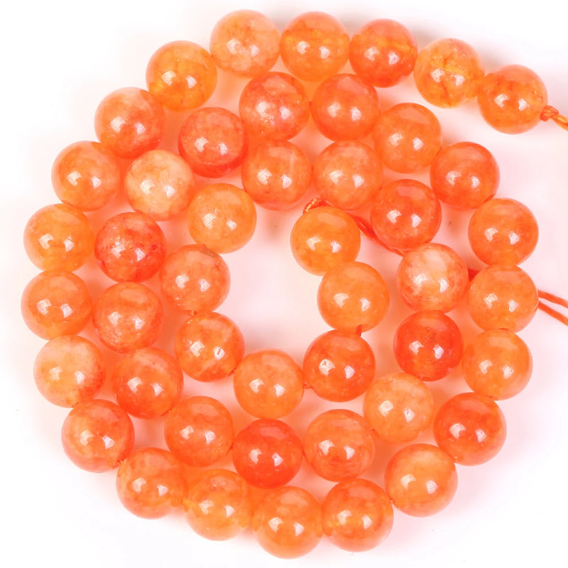 Orange Angels Stone Beads Round Spacer Jewelry Making DIY Bracelet