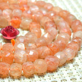 Orange Sunstone Faceted Cube Loose Beads Gemstone Bracelet Necklace