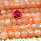 Orange Sunstone Faceted Cube Loose Beads Gemstone Bracelet Necklace