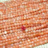 Orange Sunstone Faceted Cube Loose Beads Gemstone Bracelet Necklace