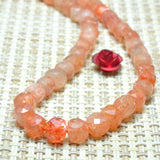 Orange Sunstone Faceted Cube Loose Beads Gemstone Bracelet Necklace