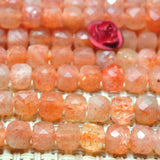 Orange Sunstone Faceted Cube Loose Beads Gemstone Bracelet Necklace