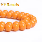 Orange Jades Stone Beads Round Loose Charm Beads Jewelry Making DIY 8mm