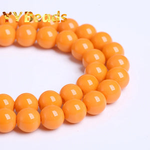 Orange Jades Stone Beads Round Loose Charm Beads Jewelry Making DIY 8mm