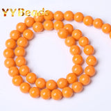 Orange Jades Stone Beads Round Loose Charm Beads Jewelry Making DIY 8mm