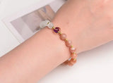 Orange Moonlight Opal Beaded Bracelet for Women 8 mm Charm DIY Gift