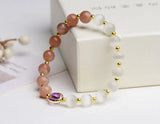 Orange Moonlight Opal Beaded Bracelet for Women 8 mm Charm DIY Gift