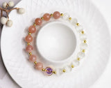 Orange Moonlight Opal Beaded Bracelet for Women 8 mm Charm DIY Gift