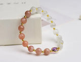 Orange Moonlight Opal Beaded Bracelet for Women 8 mm Charm DIY Gift