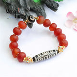 Orange Peel Red Agate Chalcedony Beads Bracelet Retro Charm Jewelry