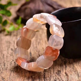 Natural Orange Red Agate Gemstone Rectangle Beads Bracelet 18x13mm