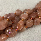 Faceted Oval Sunstone Stone Beads 15'' DIY Beads For Jewelry Making