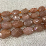 Faceted Oval Sunstone Stone Beads 15'' DIY Beads For Jewelry Making
