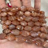 Faceted Oval Sunstone Stone Beads 15'' DIY Beads For Jewelry Making