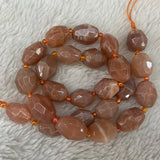 Faceted Oval Sunstone Stone Beads 15'' DIY Beads For Jewelry Making