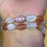 Orange Moonstone Beads 15'' Faceted Oval DIY Loose Beads