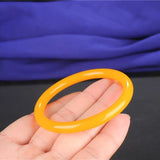 Orange Yellow Hand Carved Round Jade Bracelet Men's Women's Gift