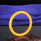 Orange Yellow Hand Carved Round Jade Bracelet Men's Women's Gift