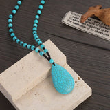 Turquoise Water Drop Pendant Ethnic Necklace